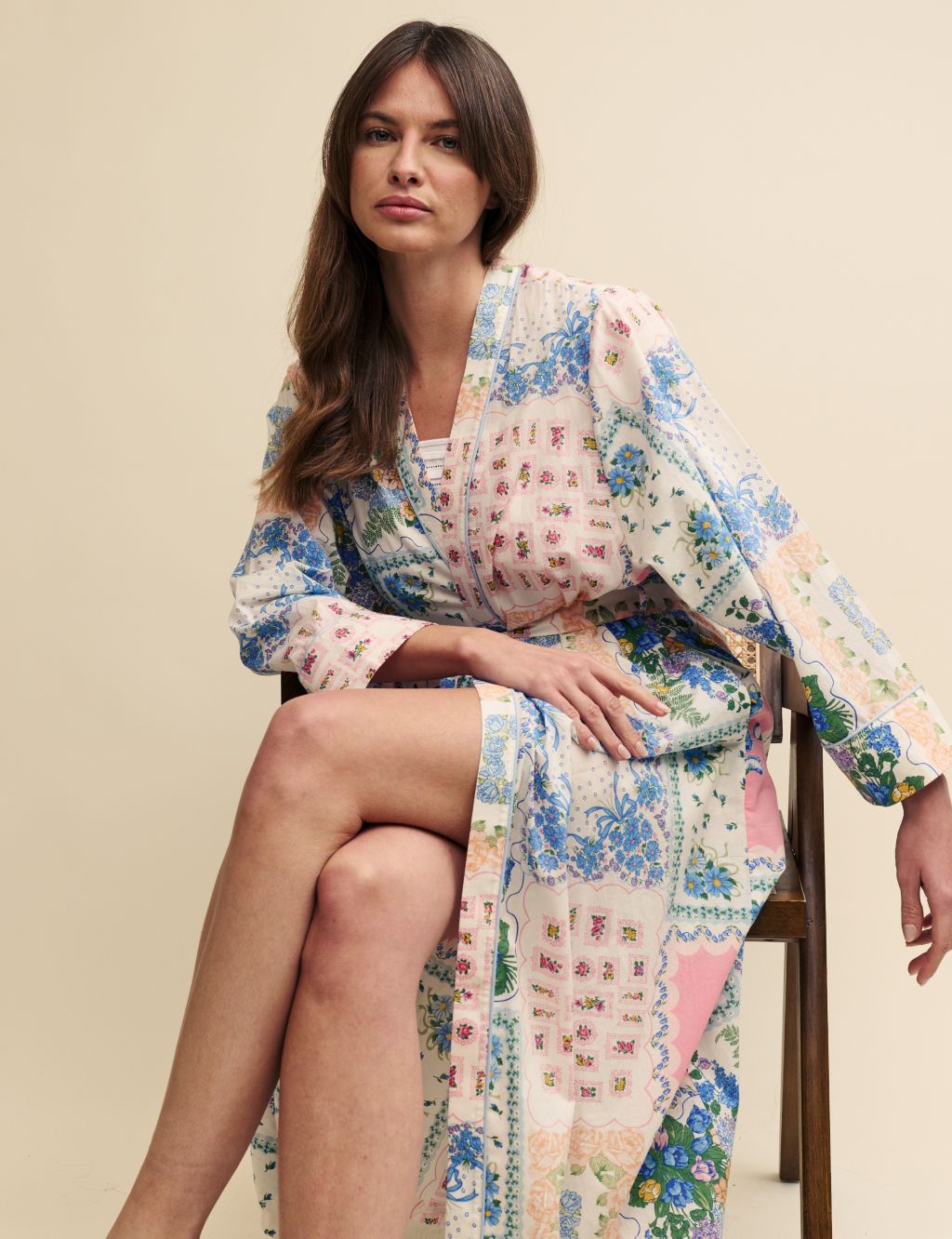 Pure Cotton Patchwork Print Dressing Gown 5 of 9