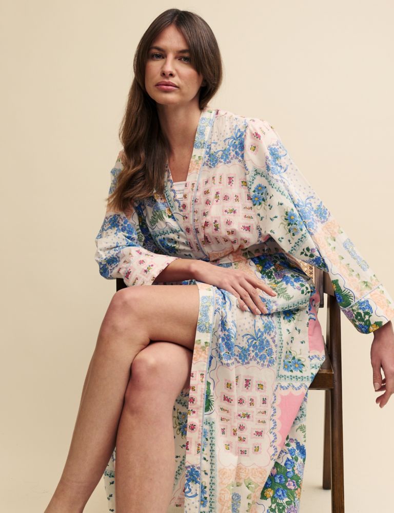 Pure Cotton Patchwork Print Dressing Gown 7 of 9