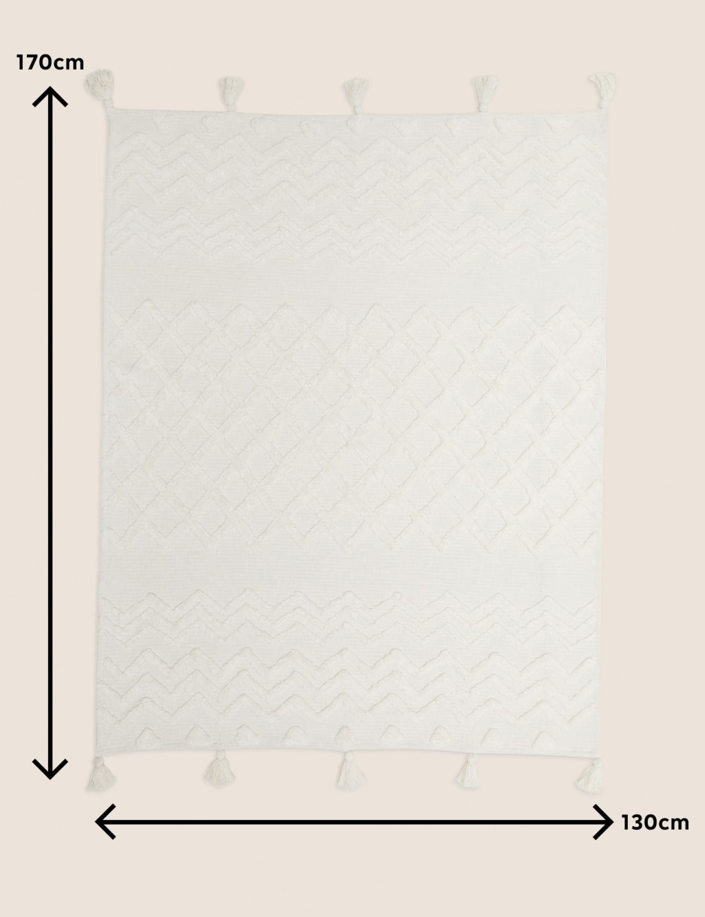 Pure Cotton Patterned Tassel Throw M&S Collection M&S