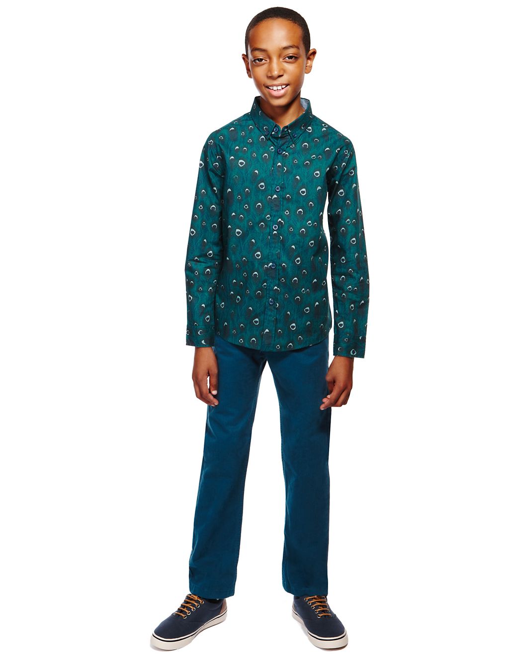 Pure Cotton Peacock Feather Print Shirt 6 of 7