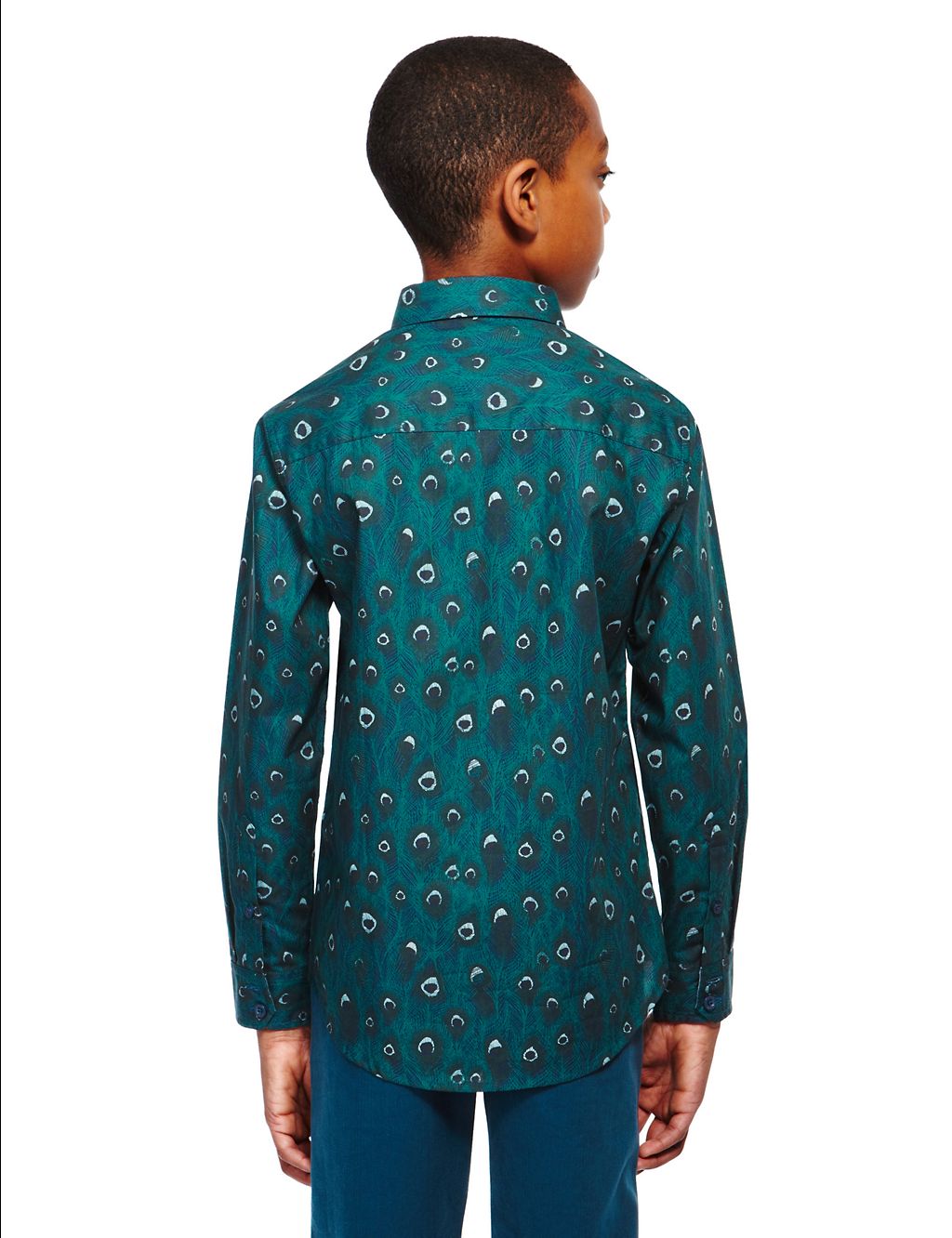 Pure Cotton Peacock Feather Print Shirt 7 of 7