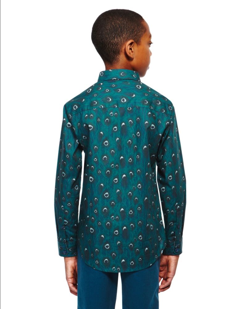 Pure Cotton Peacock Feather Print Shirt 5 of 7