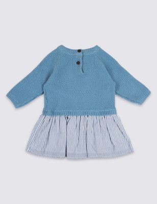 Pure Cotton Pear Knit Woven Baby Dress Image 2 of 3