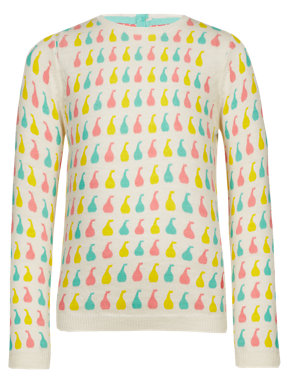 Pure Cotton Pear Print Jumper Image 2 of 4