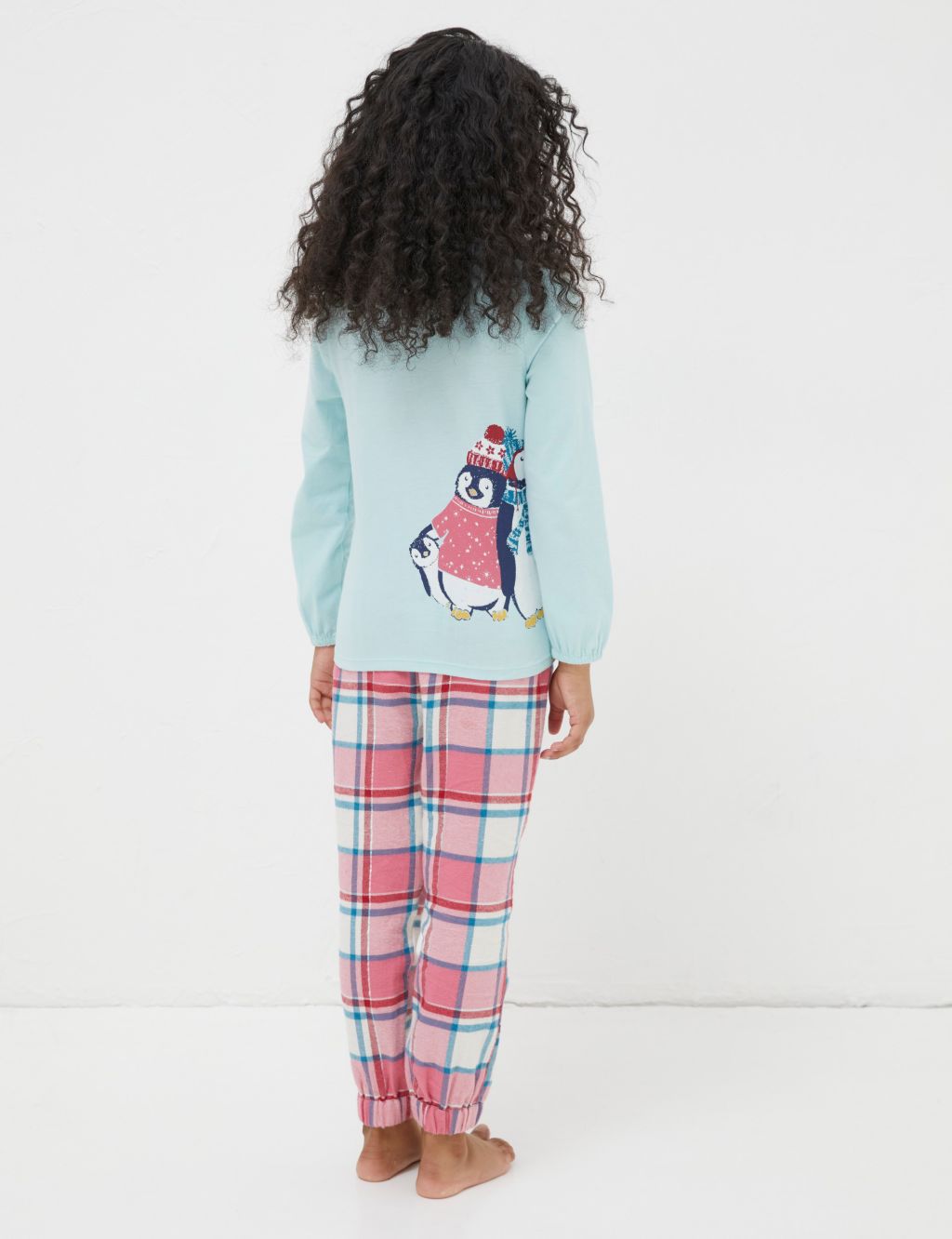 Pure Cotton Penguin Checked Pyjamas  (3-13 Yrs) 2 of 4
