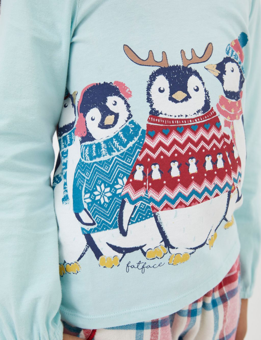 Pure Cotton Penguin Checked Pyjamas  (3-13 Yrs) 4 of 4