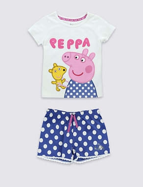Pure Cotton Peppa Pig™ Stay Soft Short Pyjamas (1-7 Years) Image 2 of 4