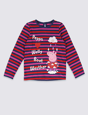 Pure Cotton Peppa Pig™ Striped Jersey Top (1-7 Years) Image 2 of 3
