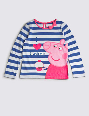 Pure Cotton Peppa Pig™ Striped Top (1-7 Years) Image 2 of 3
