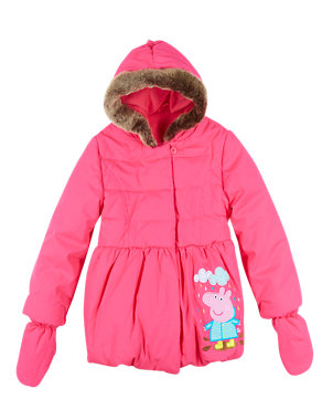 Pure Cotton Peppa Pig™ Thermal Hooded Coat with Stormwear™ (1-7 Years) Image 2 of 5