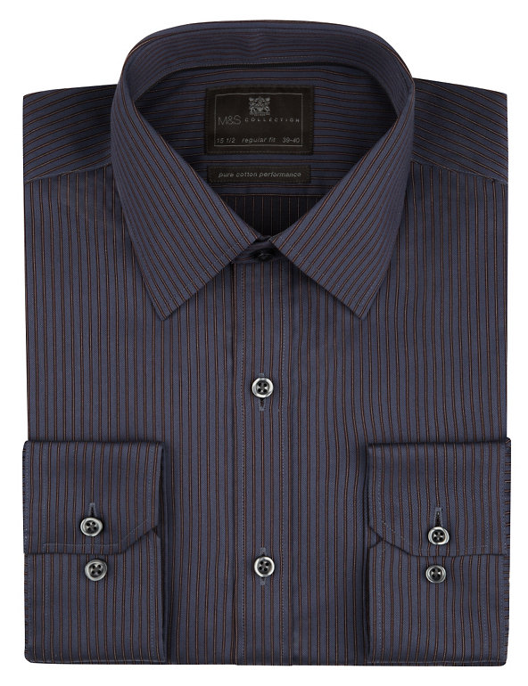 Pure Cotton Performance Non-Iron Striped Shirt Image 1 of 1