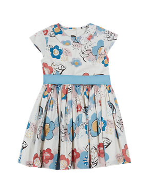 Pure Cotton Peter Pan Collar Floral Dress (1-7 Years) Image 2 of 3