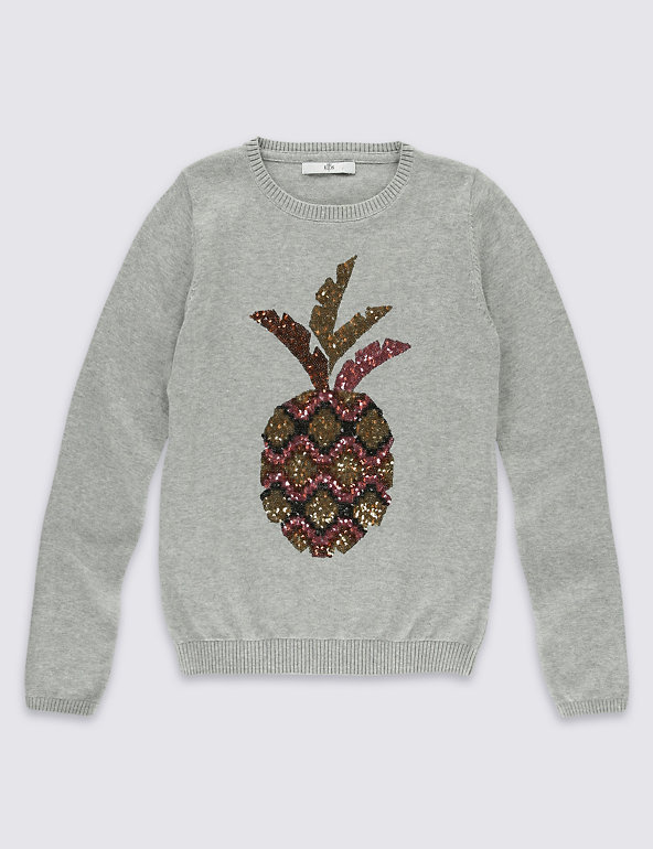 Pure Cotton Pineapple Jumper (3-14 Years) Image 1 of 2