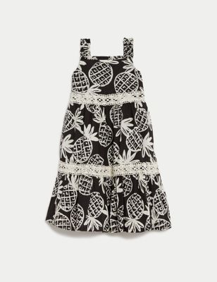 Pure Cotton Pineapple Print Dress (2-8 Yrs) Image 2 of 4