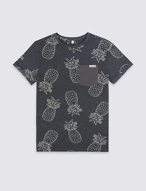 Pure Cotton Pineapple Print Top (3-14 Years) Image 2 of 3