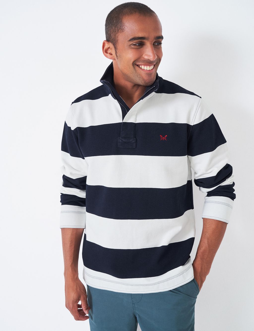 Buy Pure Cotton Pique Half Zip Sweatshirt | Crew Clothing | M&S