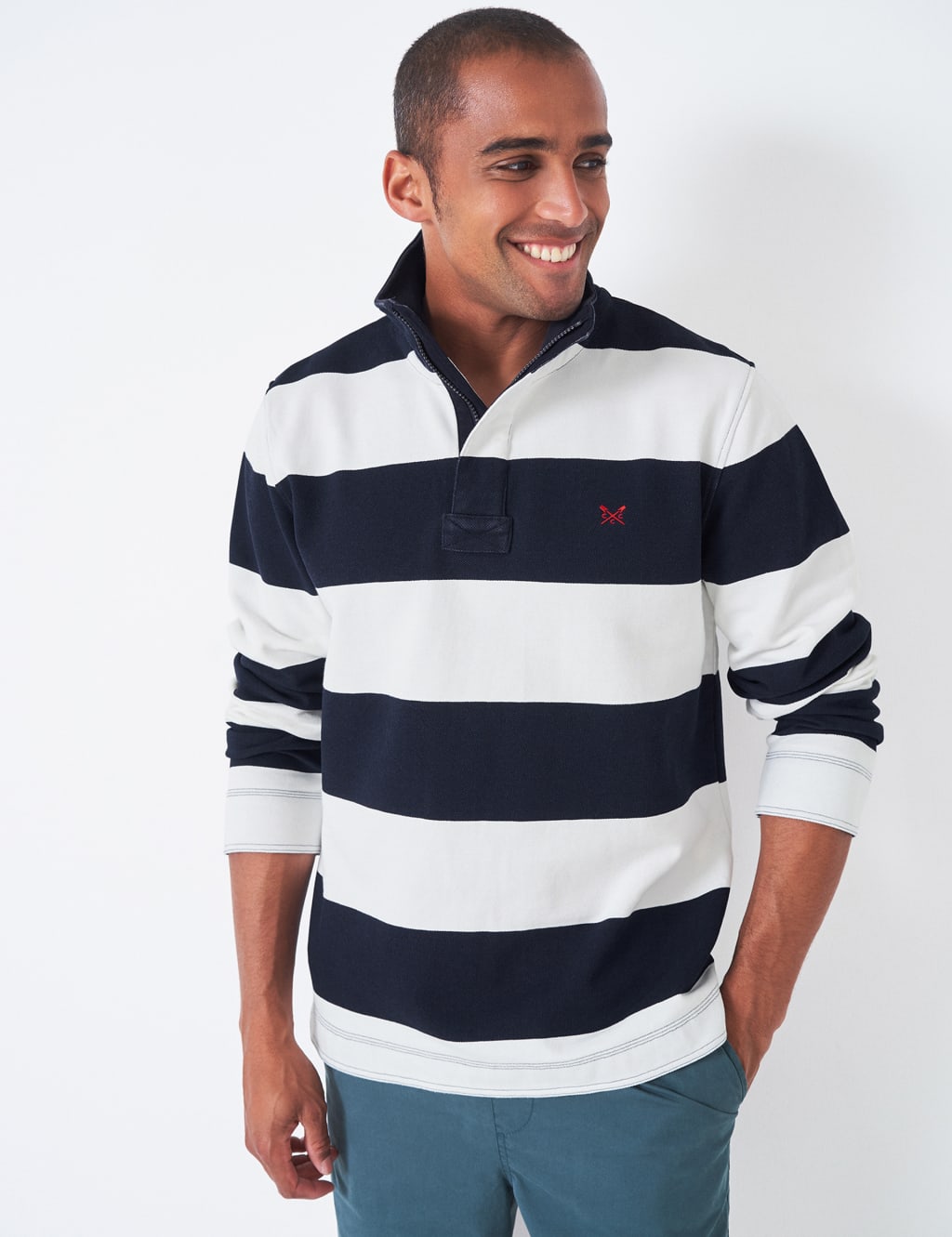 Pure Cotton Pique Half Zip Sweatshirt | Crew Clothing | Mu0026S
