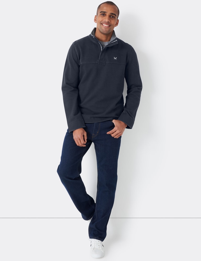 Navy, Organic Cotton Half Zip Fleece