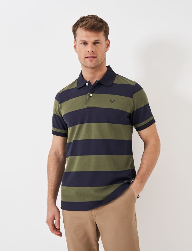 Pure Cotton Pique Striped Polo Shirt 1 of 5
