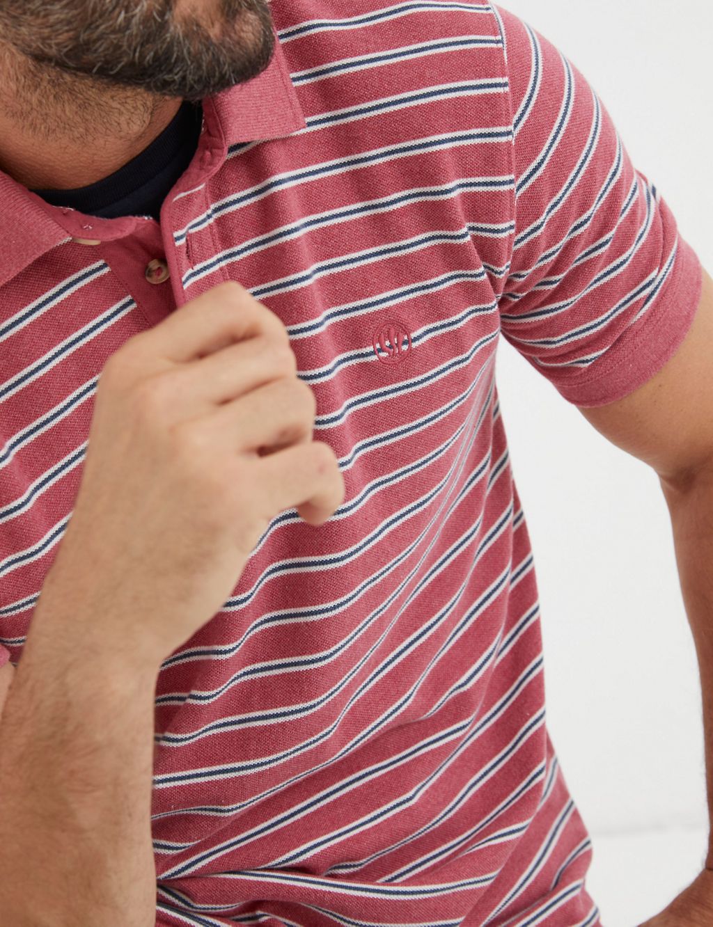 Pure Cotton Pique Striped Polo Shirt 4 of 4