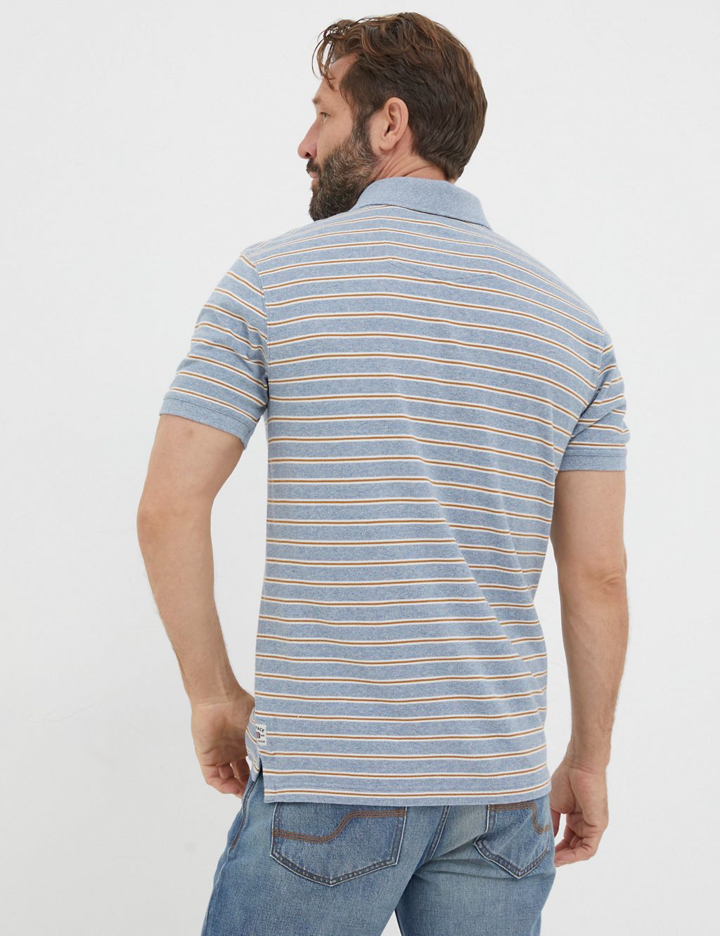 Pure Cotton Pique Striped Polo Shirt 2 of 4
