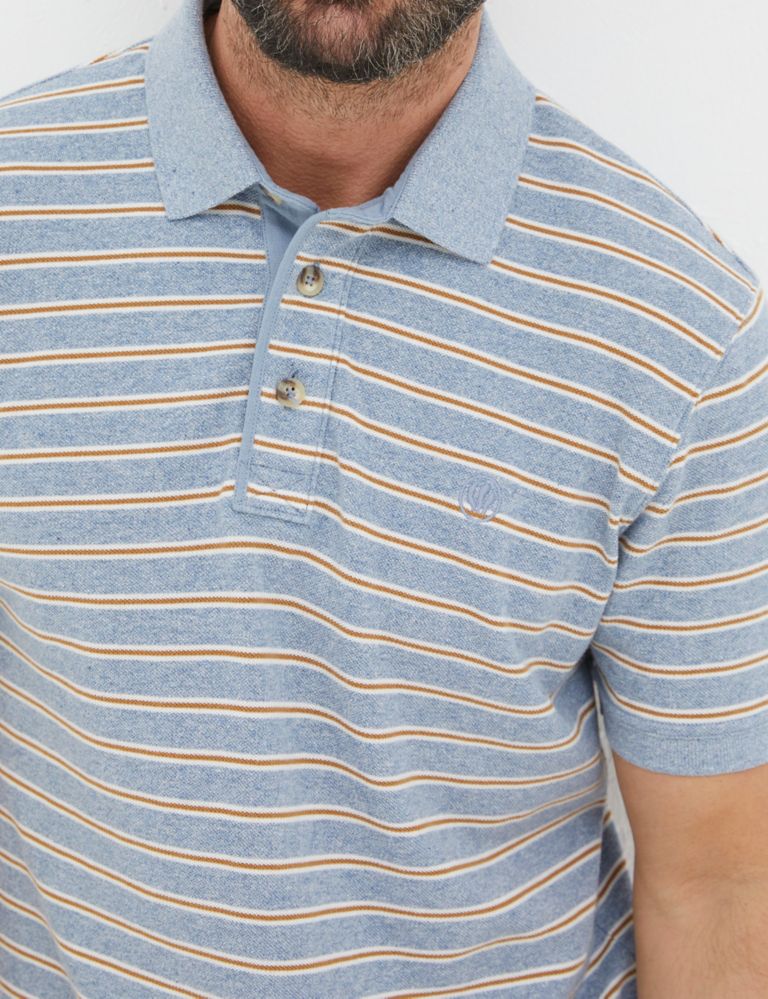 Pure Cotton Pique Striped Polo Shirt 4 of 4