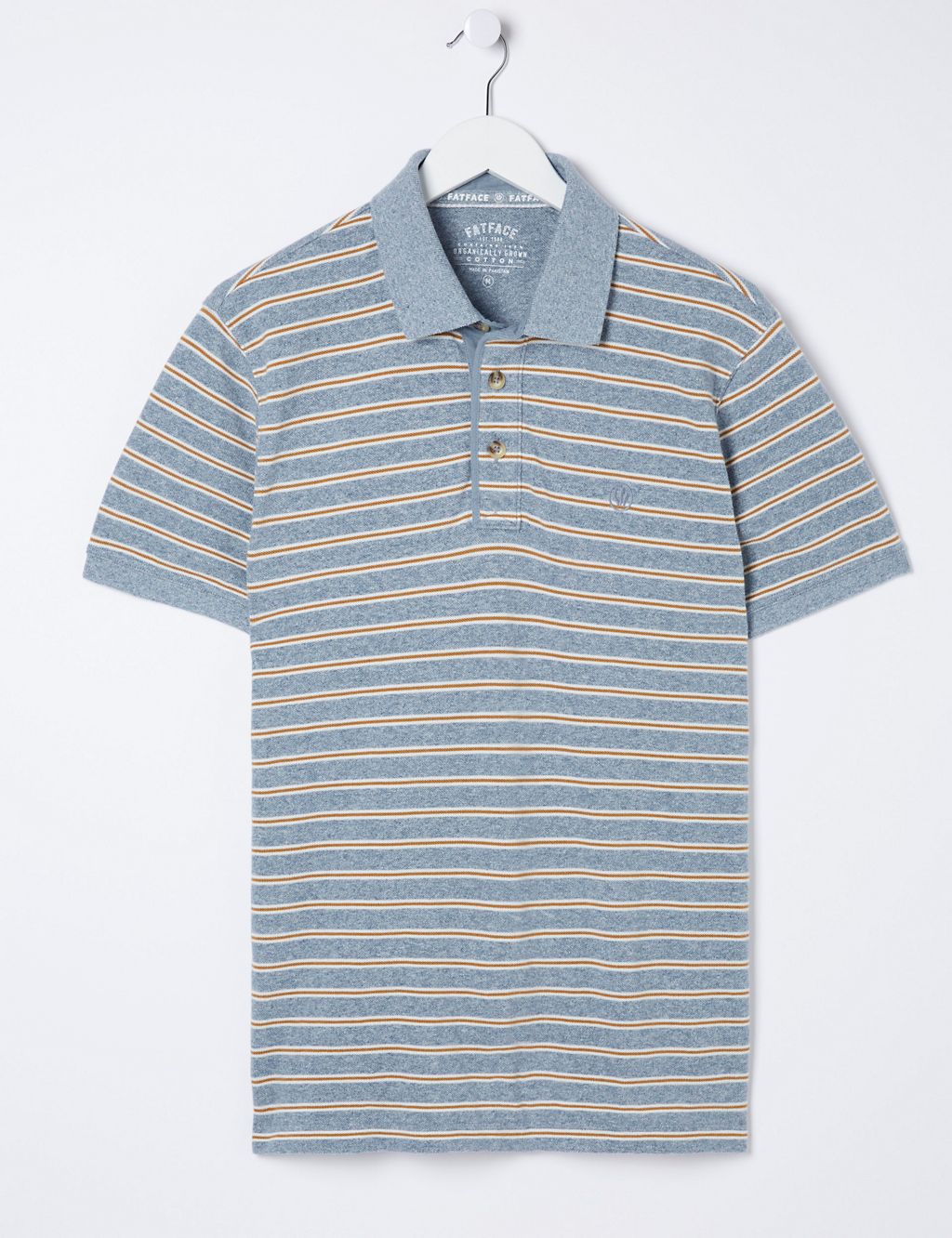 Pure Cotton Pique Striped Polo Shirt 1 of 4