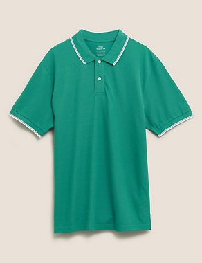 Pure Cotton Pique Tipped Polo Shirt Image 2 of 5