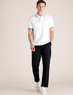 Pure Cotton Pique Tipped Polo Shirt Image 2 of 3
