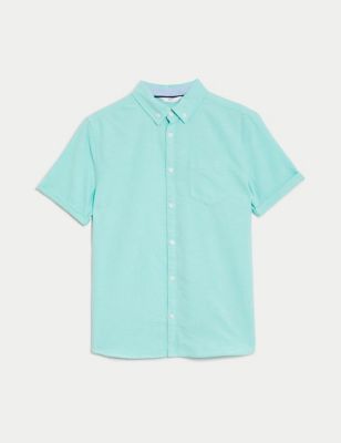 Pure Cotton Plain Shirt (6-16 Yrs) Image 2 of 5