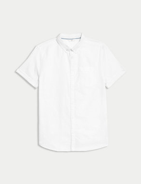 Pure Cotton Plain Shirt (6-16 Yrs) Image 2 of 4