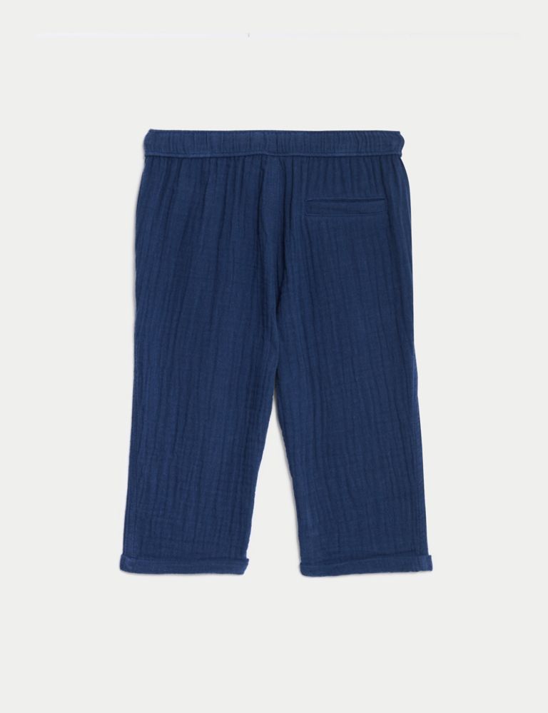 Pure Cotton Plain Trousers (0-3 Yrs) 3 of 3