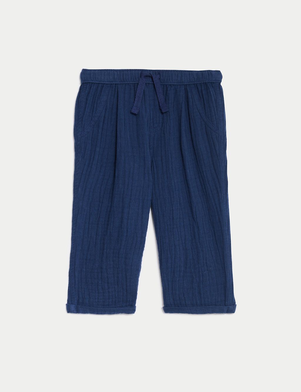 Pure Cotton Plain Trousers (0-3 Yrs) 1 of 3