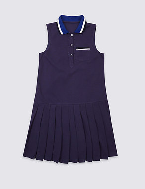 Pure Cotton Pleated Dress (3-14 Years) Image 2 of 3