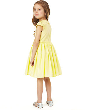 Pure Cotton Pleated Dress with Belt Image 2 of 4