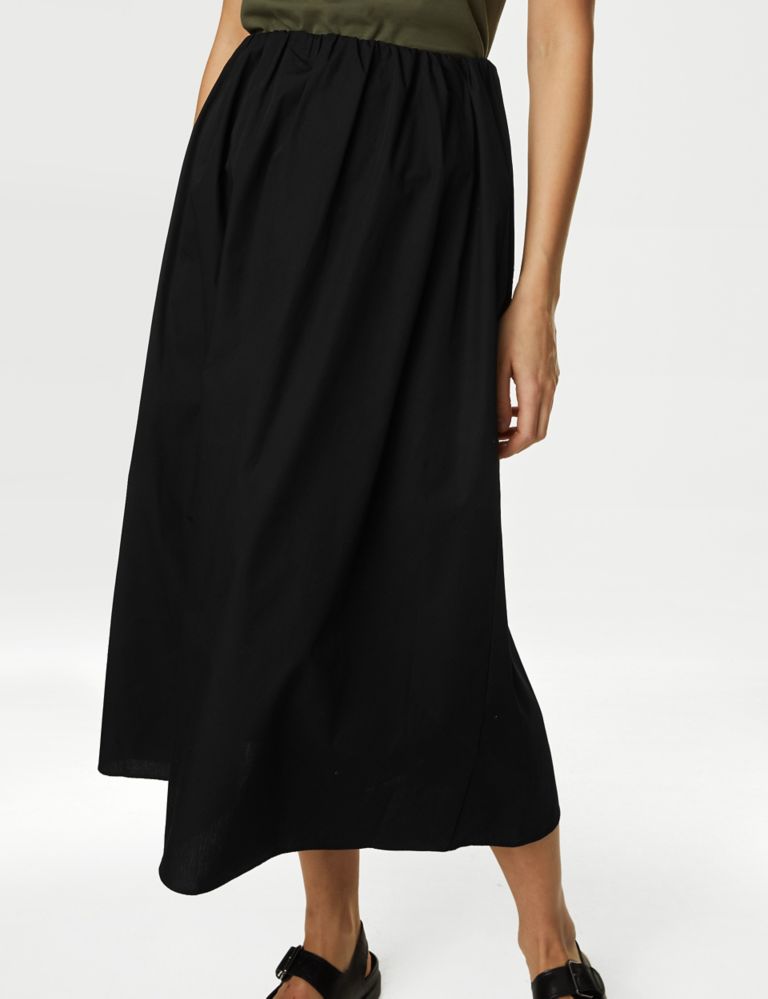 Pure Cotton Pleated Midaxi A-Line Skirt 3 of 5