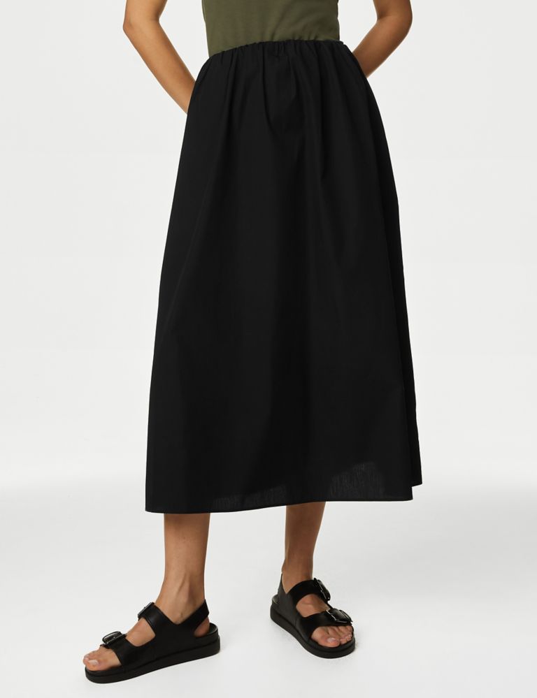 Pure Cotton Pleated Midaxi A-Line Skirt 4 of 5