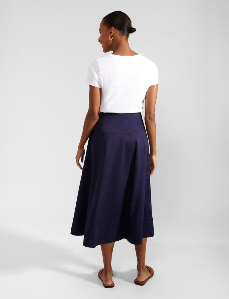 Pure Cotton Pleated Midi Skirt 4 of 8