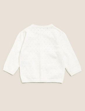 Pure Cotton Pointelle Cardigan (0-3 Yrs) Image 2 of 3