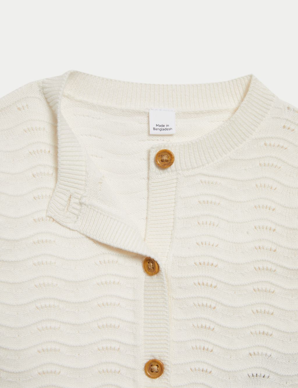 Pure Cotton Pointelle Cardigan (0-3 Yrs) 4 of 5