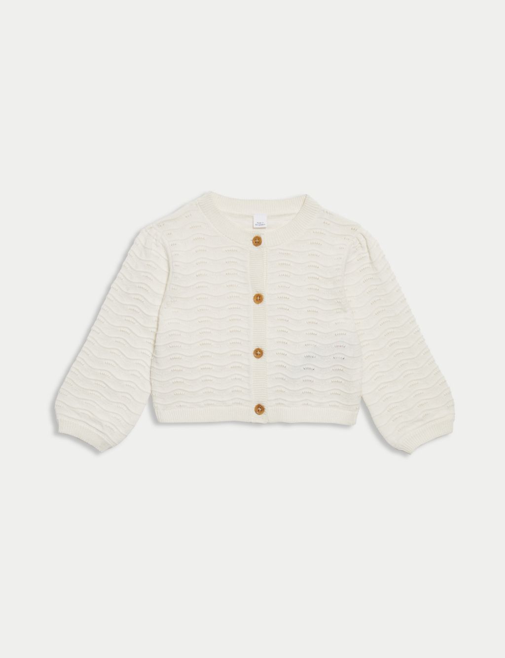 Pure Cotton Pointelle Cardigan (0-3 Yrs) 1 of 5