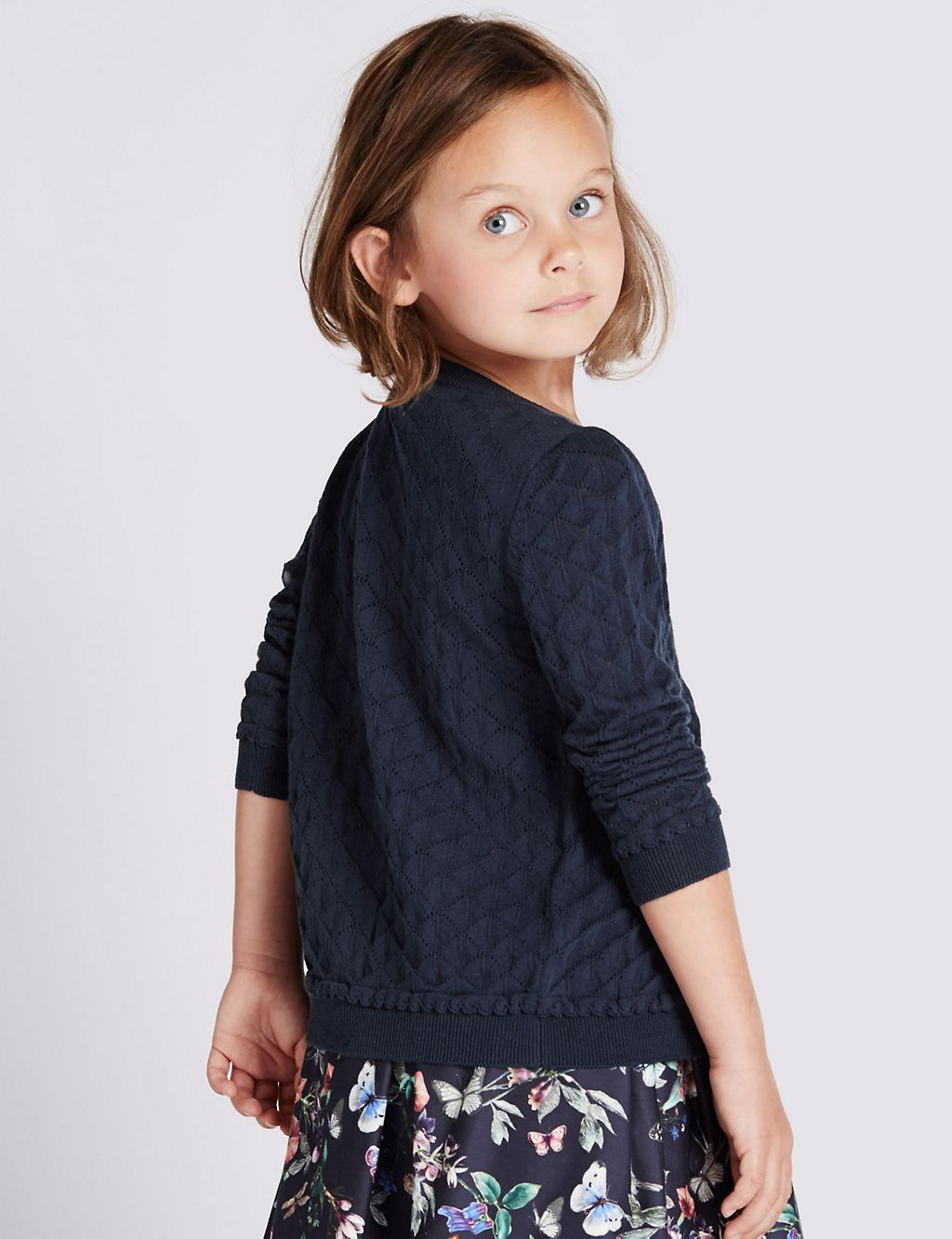 Pure Cotton Pointelle Cardigan (1-7 Years) 2 of 3