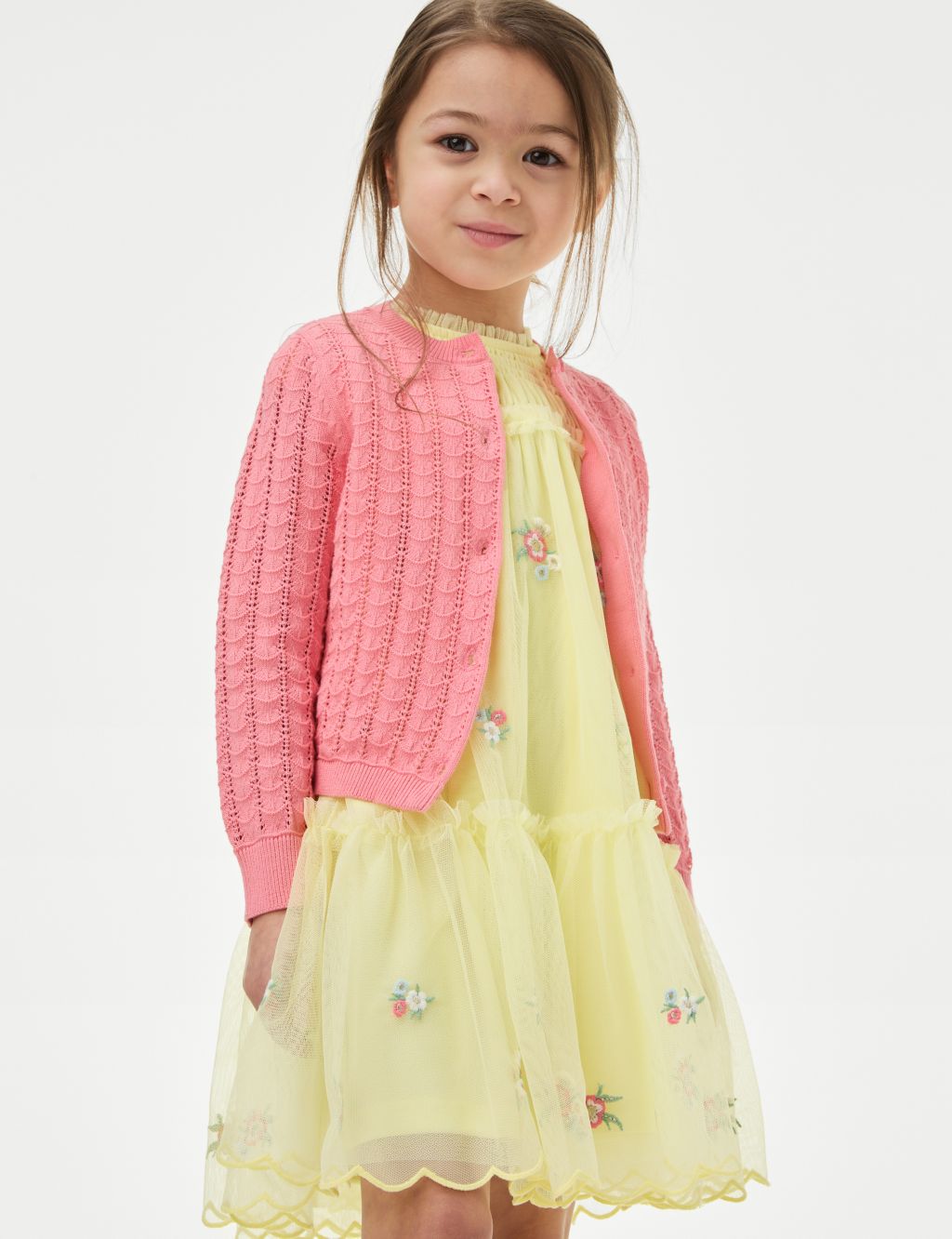 Pure Cotton Pointelle Cardigan (2-8 Yrs) 2 of 5