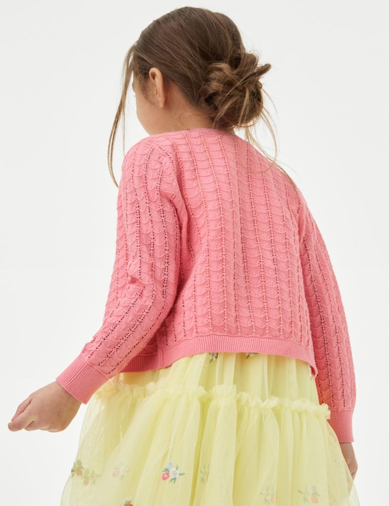 Pure Cotton Pointelle Cardigan (2-8 Yrs) 4 of 5