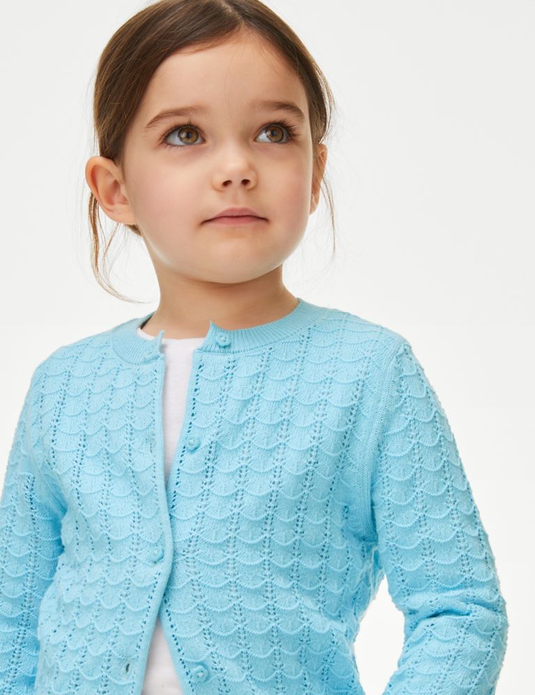 Pure Cotton Pointelle Cardigan (2-8 Yrs) 1 of 4