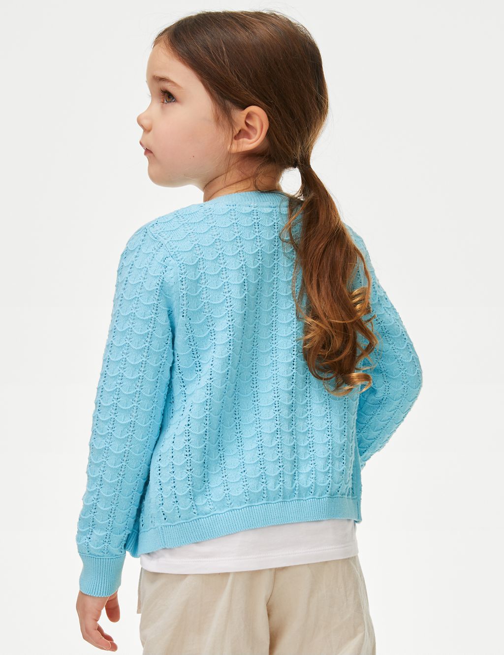 Pure Cotton Pointelle Cardigan (2-8 Yrs) 4 of 4