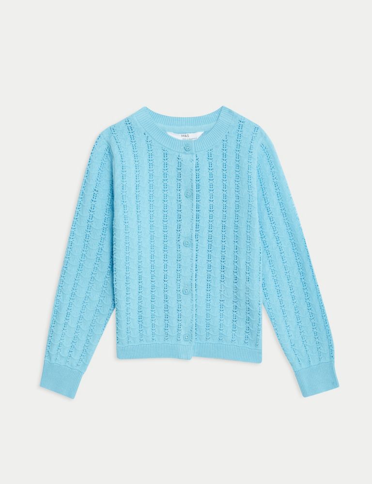 Pure Cotton Pointelle Cardigan (2-8 Yrs) 2 of 4