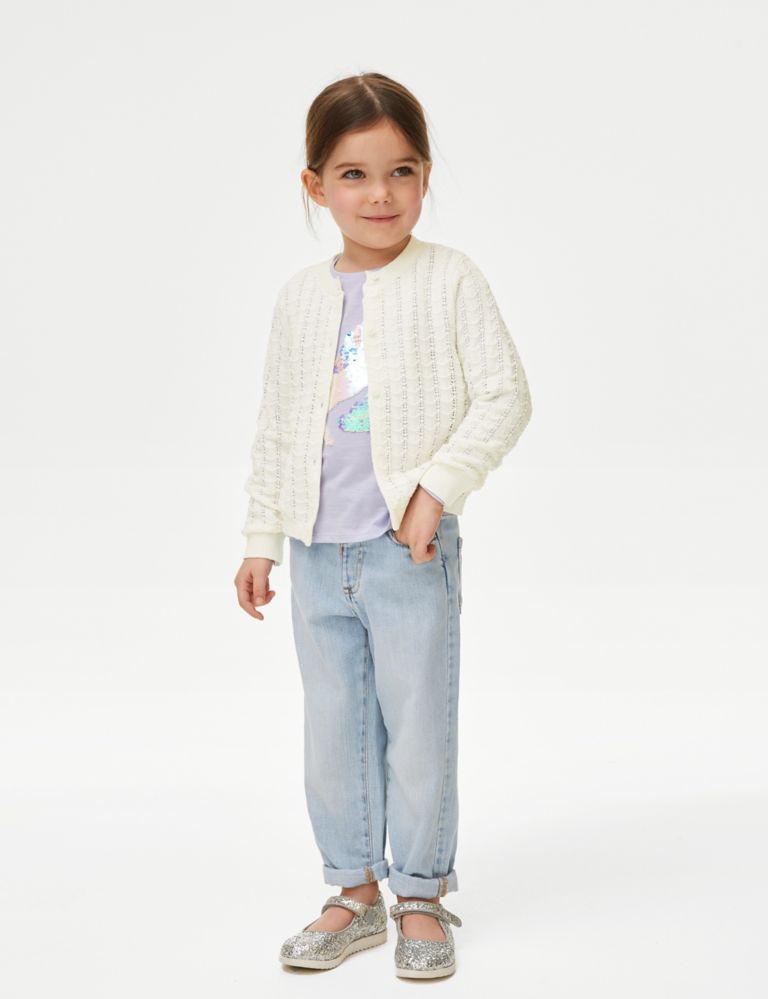 Pure Cotton Pointelle Cardigan (2-8 Yrs) 3 of 4