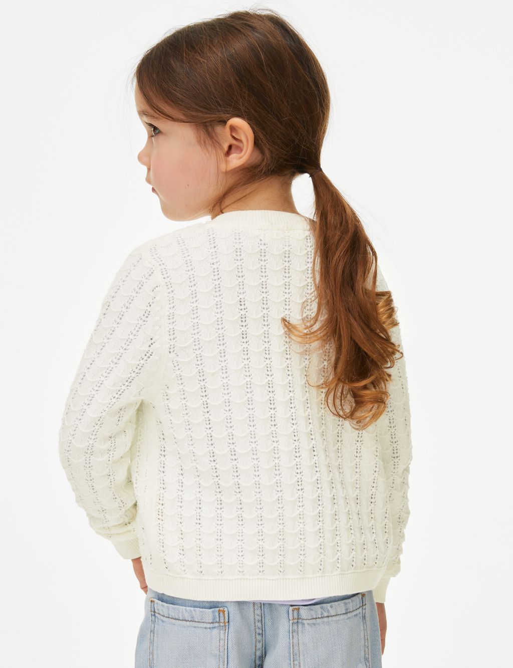 Pure Cotton Pointelle Cardigan (2-8 Yrs) 4 of 4