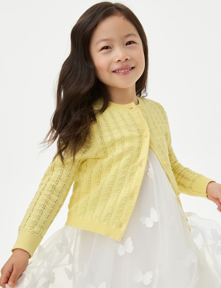 Pure Cotton Pointelle Cardigan (2-8 Yrs) 1 of 5